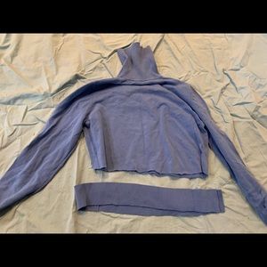 Blue turtleneck crop top with headband